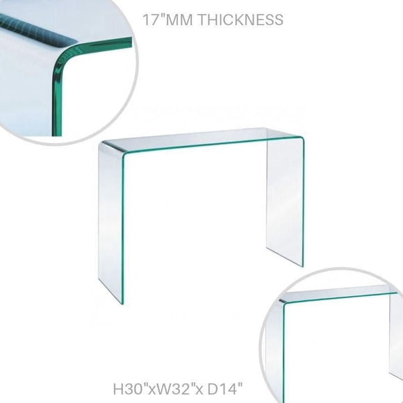 Take me Home Furniture - Waterfall Glass Large Console Table H30"xW32"x D14"