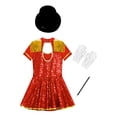 thumbnail image 3 of TiaoBug Kids Girls Sequins Tassel Leotard Dance Dress Circus Ringmaster Fancy Dress Up Costume Red 10, 3 of 7
