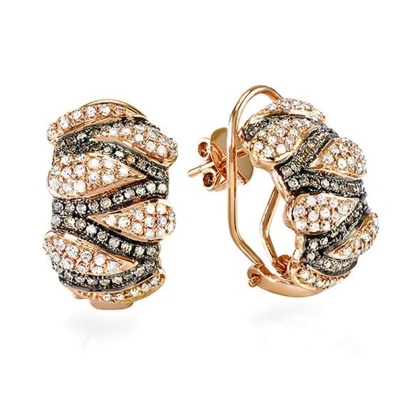 1.00 Carat (ctw) 14k Rose Gold Brilliant Round Diamond Hoop Earrings