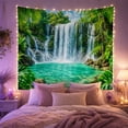 thumbnail image 2 of Lush Tropical Waterfall Cascading in a Rainforest Scene, Peaceful Coastal Style for Nature Enthusiasts, Wall Art Home Decor, Housewarming Gift, Tapestry Wall Hanging for Bedroom and Living Room, 2 of 7