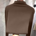 thumbnail image 3 of Women's Long Sleeve Mock Turtleneck T-Shirt, Solid Color Slim Fitted Top Base Layer Shirts, Coffee, X-Large, 3 of 4