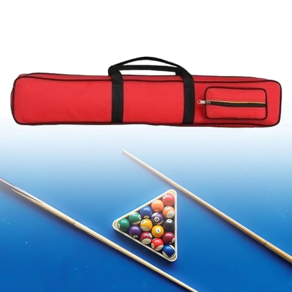lacooooppia 8 Holes Pool Billiard Rod Storage Bag with External Pocket Equipment Carrier Pool Cue Pouch 1/2 Snooker Pool Cue Bag Red