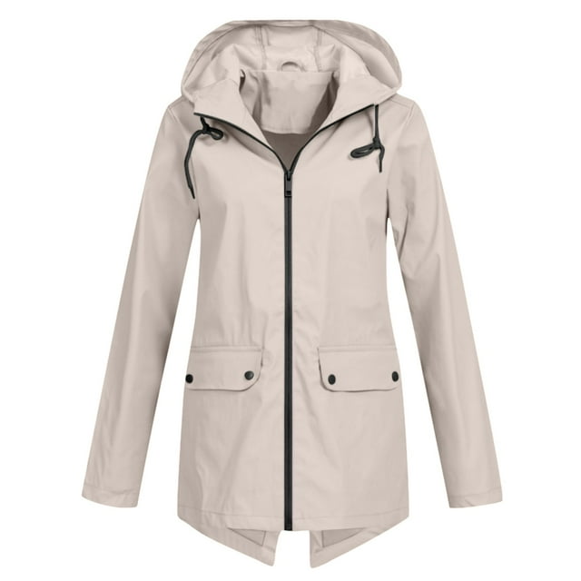 Veste Décontractée pour Femme, Unie, Extérieure, Grande Taille, à Capuche, Coupe-Vent, Ample