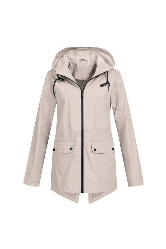 Womens Long Sleeve Dress Women Casual Solid Jacket Outdoor Plus Size Hooded Windproof Loose Coat