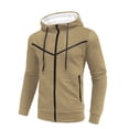 thumbnail image 2 of PNTUTB Men's Solid Color Waffle Weave Full Zip Hooded Drawstring Long Sleeve Warm Coat with Zipper Pocket, 2 of 6