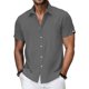 thumbnail image 1 of Ceisia Men's Solid Color Short Sleeve Linen-like Shirt Breathable Summer Beach Shirt with Chest PocketDark GrayL Gifts, 1 of 7