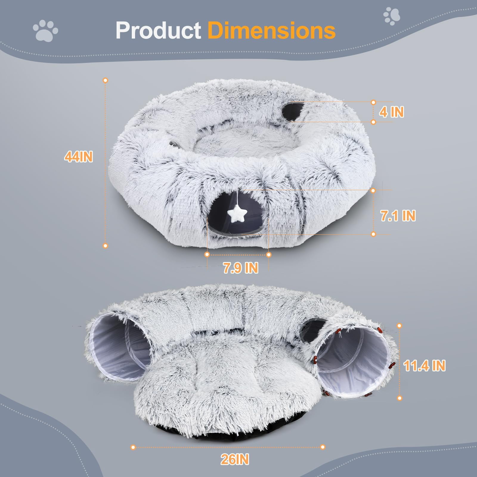 Cat Tunnel Bed For Indoor Cats  Xl Christmas Tree Skirts Washable Warm Soft Donut Multifunctional Interactive Playground Toys Felines Pet Decoration