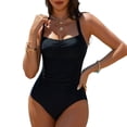 thumbnail image 6 of Duqingm One Piece Sexy Swimsuit Women One Piece Athletic Racerback Swimsuit Women Slimming Bathing Suits Color Block Training Swimwear for Women Black,2XL, 6 of 7
