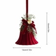 thumbnail image 2 of Christmas Bell Ornament Hanging Bow Pinecone Pine Needles Tree Decoration Pendant Holiday Decor Indoor Party Accessory, 2 of 4