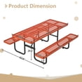 thumbnail image 5 of 72" Heavy-Duty Outdoor Metal Picnic Table with Umbrella Hole and Built-In Benches, Orange (1 Count), 5 of 8