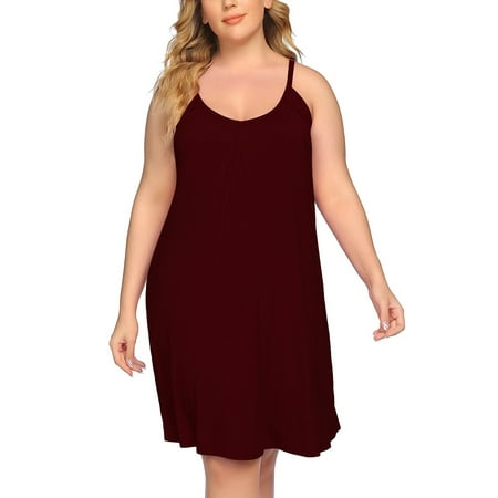 

Chama Womens Plus Size Chemise Soft Sexy Sleepwear Pleated Nightgowns Loungewear for Women