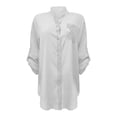 thumbnail image 5 of Seductiva Women's Dress Shirts Long Sleeve Women Women's Casual V Neck Collared Button Up Blouse Top Solid Summer Shirt Wrinkle-Free Solid Work Blouse Beach Vacation Clothes, 5 of 5