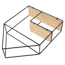 NIYANGLE 1Pcs Wall Double Shelves Iron Wood For Bathroom Decoration Space Saving .8x9.6x3.1in