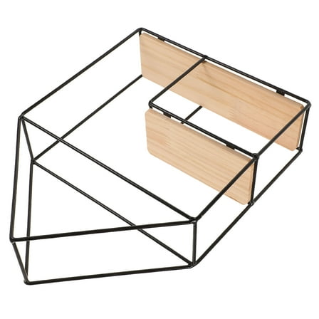 NIYANGLE 1Pcs Wall Double Shelves Iron Wood For Bathroom Decoration Space Saving .8x9.6x3.1in