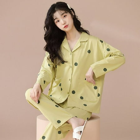 

PIKADINGNIS New Cotton Pajama Sets Womens Sleepwear Tops Long Pyjamas Set Spring Autumn Homewear Women Casual Sleepwear Nightwear