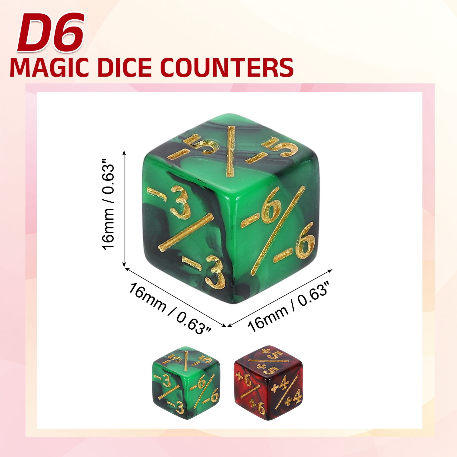 48Pack Magic Dice Counters, Acrylic D6 Life Counter Token Dice Set, 2 Styles