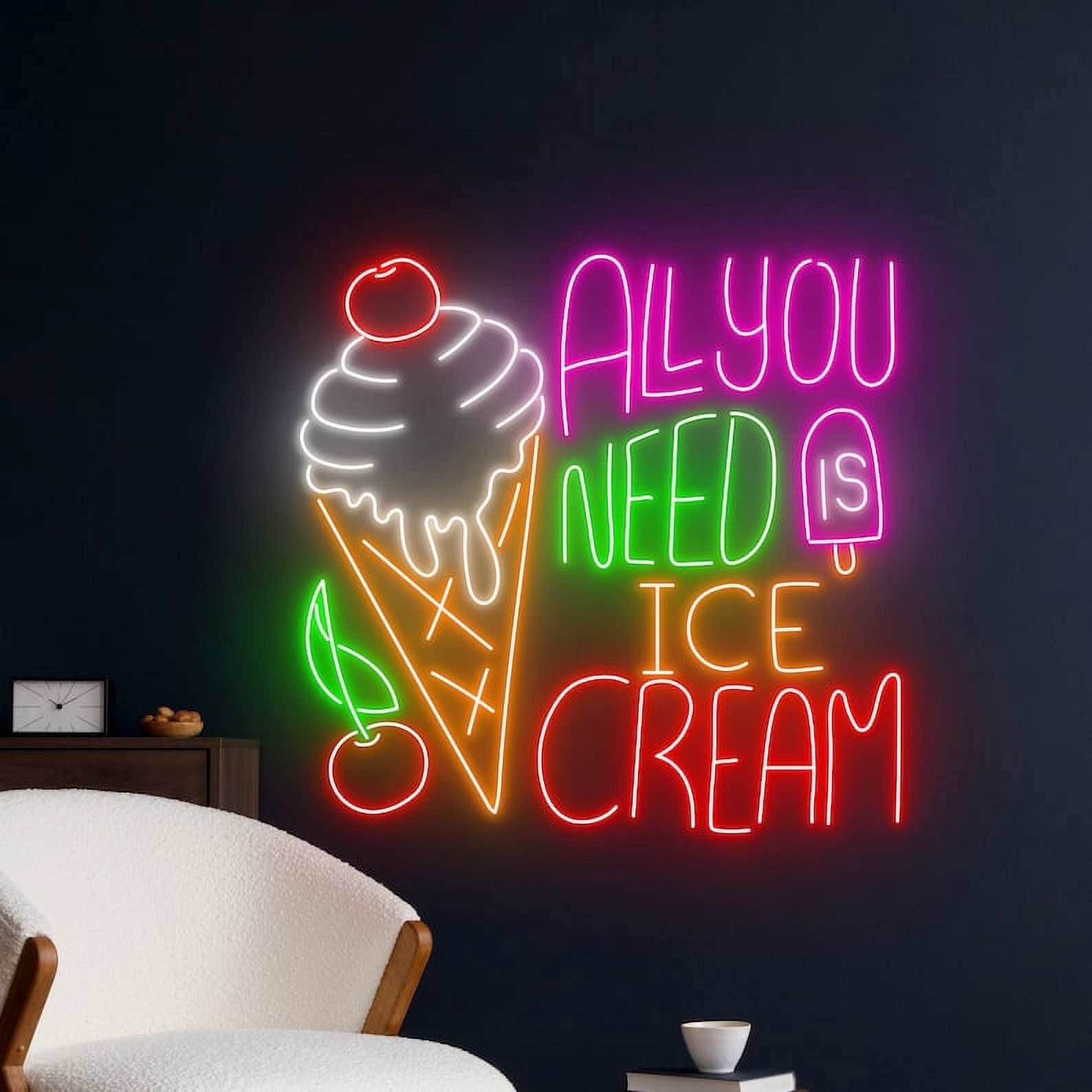 Handmadetneonsign All You Need Is Ice Cream Neon Sign, Ice Cream 