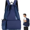 thumbnail image 1 of Swim Bag for Swimmers Mesh Beach Bag Backpack Dark Blue, 1 of 8