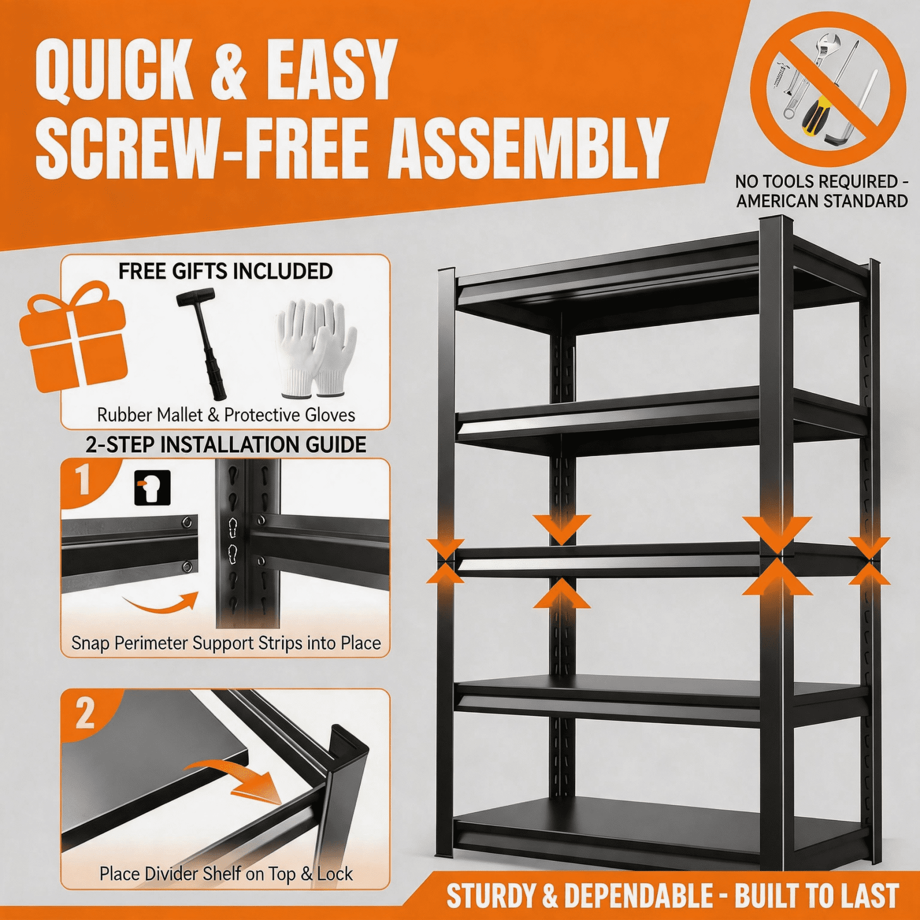 Metal Garage Shelving, 3000 lbs Adjustable Heavy-Duty Storage Shelves Unit, Double-Layer Column with Reinforced Ribs for Garage, Warehouse, Kitchen, Living room, Study