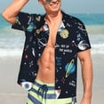 thumbnail image 7 of Fuzoiu Space Print Hawaiian Shirt for Men, Summer Beach Casual Short Sleeve Button Down Shirts, Men’s Beach Summer Shirts with Pocket,Medium, 7 of 7
