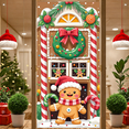 thumbnail image 5 of Gingerbread House Christmas Banner Festive Design Holiday Decoration Candy Cane Santa Claus for Christmas Party Holiday Event Home Decor, 5 of 7