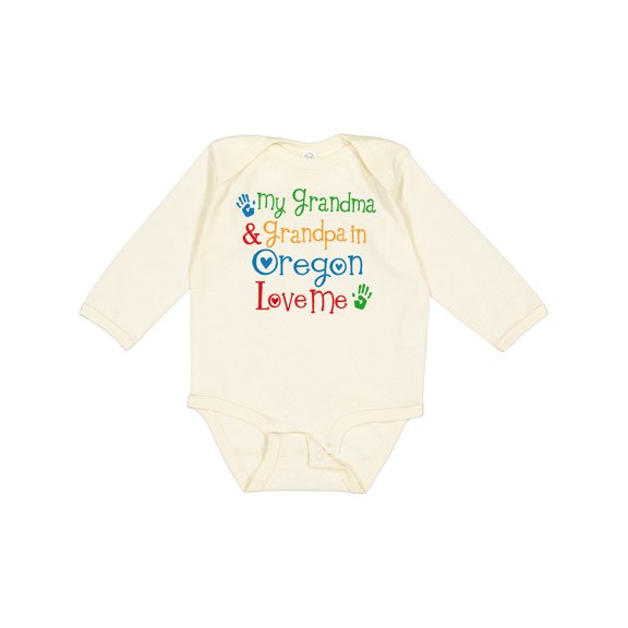Inktastic Oregon My Grandma and Grandpa Love Me Boys or Girls Long Sleeve Baby Bodysuit