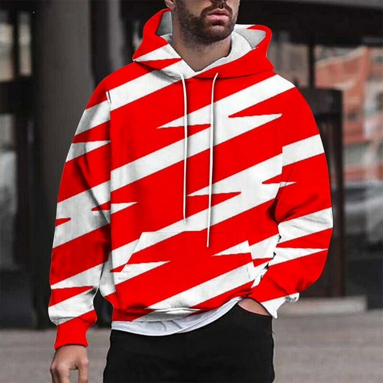 Isvgxsz New Mens Hoodies Pullover Graphic Men S Casual Fashion Hooded Sweatshirts Round Neck Print Pullover Long Sleeve Tops Sweatshirt Comfort Fit Red Mens Hoodies Clearance Xxl Walmart