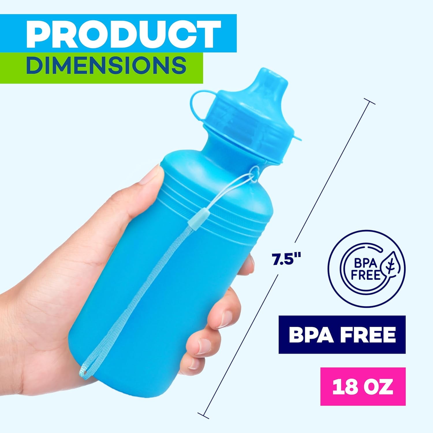 4E's Novelty Reusable Water Bottle for Kids & Adults, BPA-Free, Leakproof, Ideal for School & Sports, 18oz