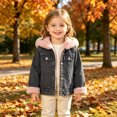 thumbnail image 2 of Mnyotv Girls Hooded Fleece-Lined Denim Jackets Outwear Long Sleeve Plush Coats Fall Winter Clothes for Little Girl Size 12-18 Months, 2 of 7