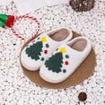 thumbnail image 3 of Zapatillas de interior para hombre y mujer, pantuflas de algodón con árbol de Navidad, zapatilla de casa de felpa cálida, 3 of 9