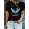 thumbnail image 1 of Camiseta con estampado floral de alas de ángel para mujer, algodón, cuello redondo informal, elasticidad media, estampado geométrico, tejido de punto, para comodidad en todo momento. Camisetas de ocio, 1 of 6