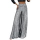 thumbnail image 1 of Umfun - Vestidos formales para mujer, fiesta de noche, lentejuelas, pantalones holgados acampanados, moda elegante, pantalones de cintura alta, pierna ancha, color plateado, L, 1 of 5