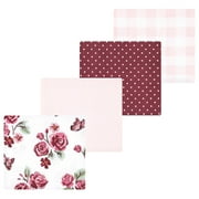 Luvable Friends Hudson Baby Flannel Receiving Blankets 4pk, Rose Garden