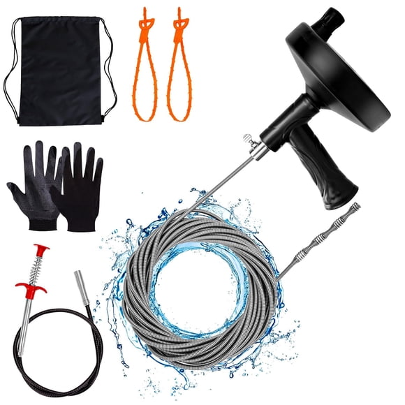 Drain Auger Ginbel Direct, removedor de pelo de serpiente para fontanería, 10 m
