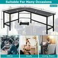thumbnail image 3 of Computer Desk Gaming Desk Office L Shaped Desk PC Wood Home Large Work Space Corner Study Desk Workstation (Black), 3 of 7