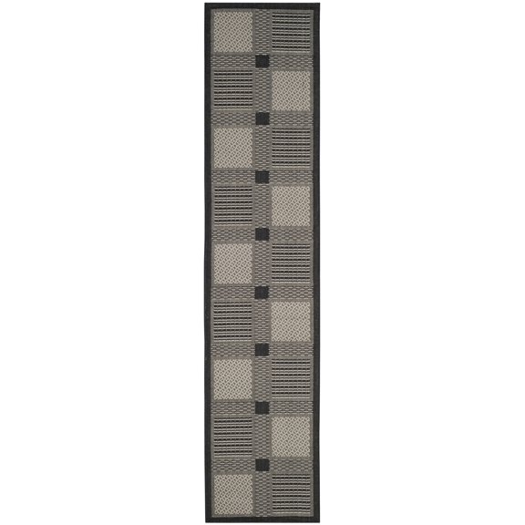 Safavieh Courtyard Eileen Geometric Indoor/Outdoor Runner Rug, Black/Sand, 2'3" x 12'