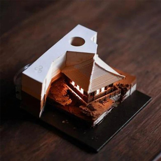 Omoshiroi bloque 3D Bloc de notas cubos 160 hojas Diy casa 3D Bloc de notas luz Led notas adhesivas notas de papel papelería regalos de navidad