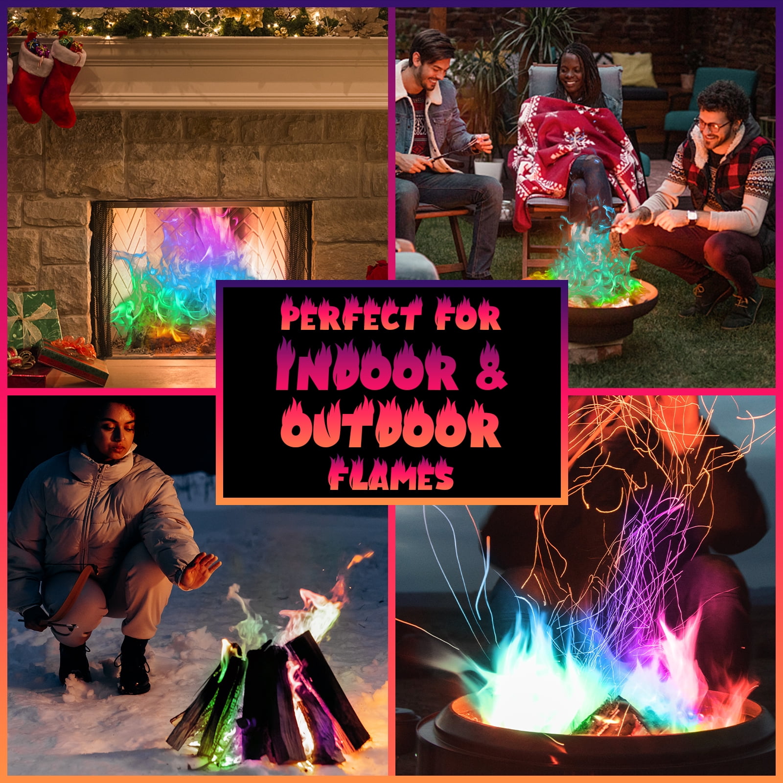 HGD 50 Pack Magic Campfire Fire Color Changing Packets Fire Pit,Party Fire Color Packets, Magical Color Fire Packets, Bonfire Color Changing Packets, Campfire Color Flame Packets