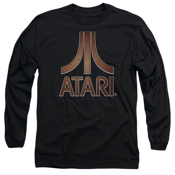 Atari Classic Wood Emblem Long Sleeve T-Shirt Adult 18/1 Black