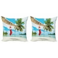 thumbnail image 1 of Ambesonne Christmas Throw Pillow Cover 2 Pack, Beach Xmas Stockings, 24", Multicolor, 1 of 2