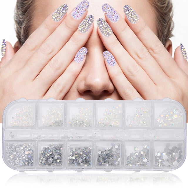 Filfeel Manicure , 12 Styles Nail Rhinestones Decoration, Nail Art Learners Nail Art Accessory