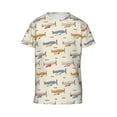 thumbnail image 4 of Wukai Striped Vintage Planes Youth Unisex Short Sleeve T-Shirt for Boys, Girls, Teens, and Kids-Large, 4 of 7