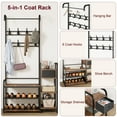 thumbnail image 4 of Hall Tree Storage Bench for Entryway, Coat Rack Shoe Bench with Storage Drawer, 5-in-1 Coat Rack Storage Shelf and 8 Hooks, Coat Tree for Small Spaces, Entryway, Bedroom, Rustic Brown, 4 of 7
