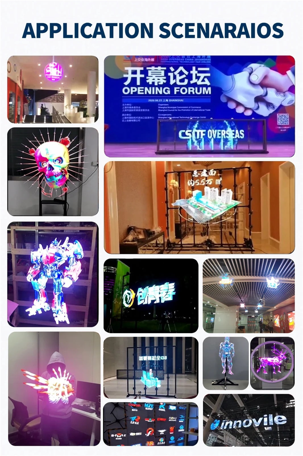 22 inch 3D Hologram Fan Display Advertising Projector LED Wall Mounted Digital Rotating Fan for Business Visual Promotion