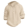 thumbnail image 4 of JUMEYU Boys Cotton and Linen Hooded Shirts Uniform Long Sleeve Tops Fall Casual Comfy Button Down Preppy Shirt for Boys Size 13-14 (Beige,13-14 Years), 4 of 4