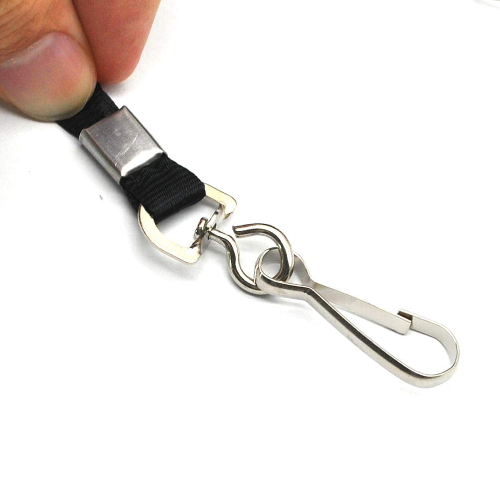 Black Lanyard Bulk Lanyards For Id Badges Flat With Badge Clip Swivel Hook 50 Pack