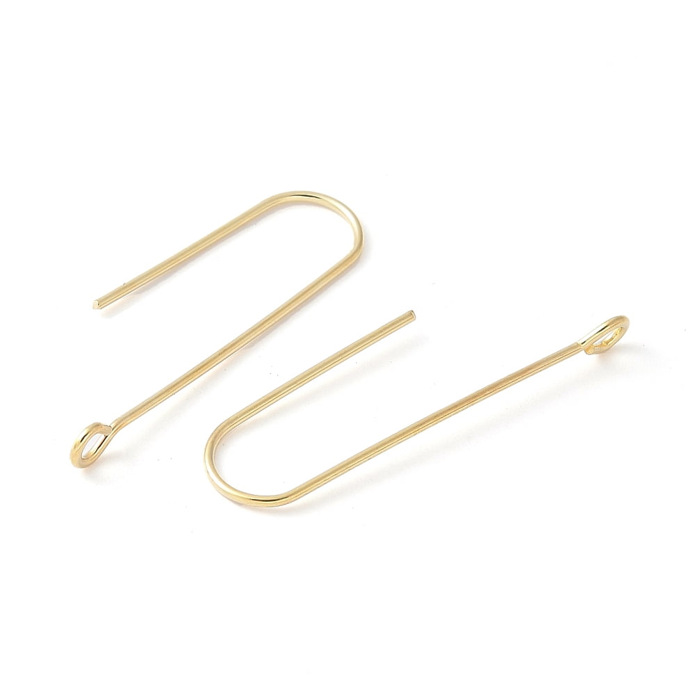 316 Surgical Stainless Steel Earring Hooks Ear Wire with Horizontal Loop Real 18K golden Plated 31mm Hole: 1.8mm Pin: 0.8mm