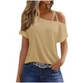 thumbnail image 5 of WREESH Womens T-Shirts Solid Color Camisole Sleeveless T-Shirt Loose Tank Top Khaki, 5 of 6