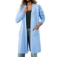 thumbnail image 1 of MIASHUI Veste Châle en Tricot pour Femmes Automne Hiver Mi-Longue Style Trench Chic Cardigan Confortable Bleu, Taille Unique, 1 of 9