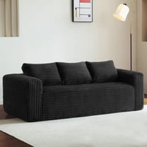 Jopat 80" Loveseat Sofa Couch,Cloud 3 Seater Boneless Couch,Deep Seat Corduroy Sofa,Modern Compressed Sofa Small Couches for Small Spaces,Apartement,Black